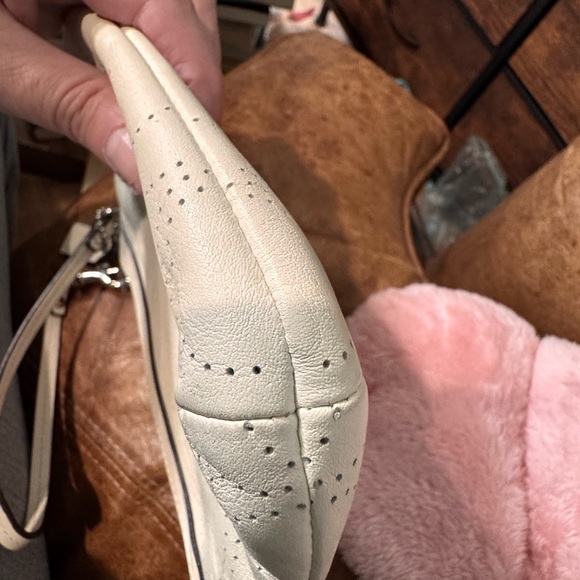 white leather Coach perforated signature "C" wristlet - Picture 7 of 8